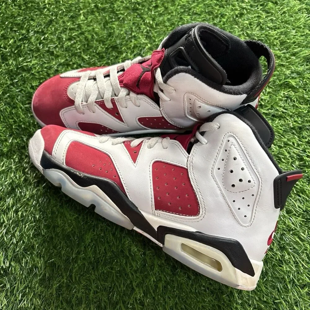 Nike Air Jordan 6 Retro GS Carmine Size 6Y Red White Sneakers 384665-106